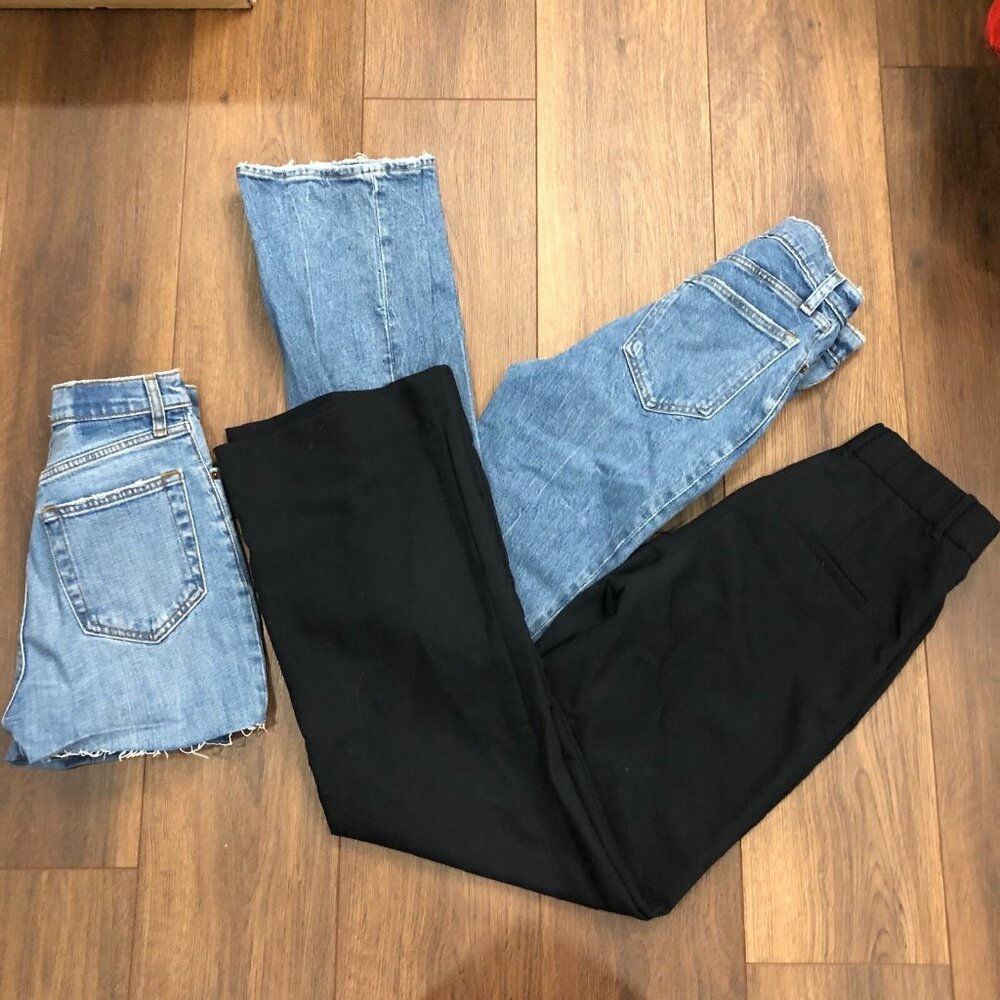 Abercrombie Fitch Ultra High Rise Slim Straight Pants Shorts 24w Sz 00 LOT OF 3